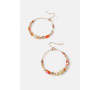 Accessorize Beaded Hoop Mid Drop Earrings In Pink Pink One Size