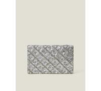 ACCESSORIZE Beaded Sequin Chain Strap Clutch Bag Silver