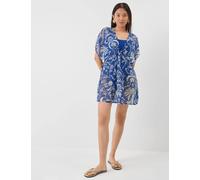 ACCESSORIZE Chiffon Printed V-Neck Mini Kaftan Cobalt