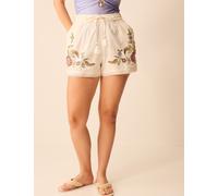 ACCESSORIZE Cotton Rich Embroidered Shorts with Linen Ivory