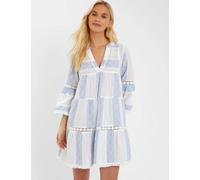 ACCESSORIZE Cotton Rich Striped Mini Beach Dress Blue Mix