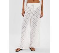 ACCESSORIZE Cotton Rich Tile Lace Wide Leg Beach Trousers Ivory