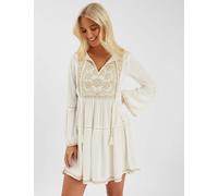 ACCESSORIZE Embroidered Mini Beach Dress Ivory