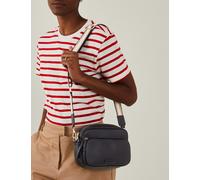 ACCESSORIZE Faux Leather Double Zip Cross Body Camera Bag Black