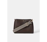 ACCESSORIZE Faux Leather Webbing Strap Cross Body Bag Chocolate