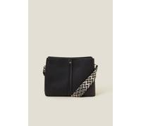 Accessorize Faux Leather Webbing Strap Cross-Body Bag In Black Black One Size