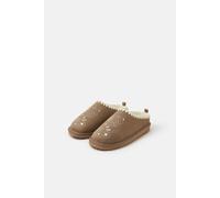 Accessorize Heart Embroidered Mule Slippers In Brown Brown S