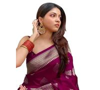Accessorize Kingdom Fashion Women's Kanjivaram Soft Pure Silk Banarasi Sarees With Blouse Piece