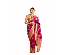 Accessorize Kingdom Fashion Women's Kanjivaram Soft Pure Silk Banarasi Sarees With Blouse Piece (Pink)