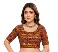 Accessorize Kingdom Women’s Readymade Lycra Stretchable Saree Blouse | for Festive & Wedding | for All Sarees & Lehenga’s (Free Size 38-42, Maroon_Multicolor, One size)