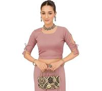 Accessorize Kingdom Women’s Readymade Lycra Stretchable Saree Blouse | Top for Festive & Wedding | for All Sarees & Lehenga’s (UK, Alpha, One Size, Regular, Regular, Free Size 30-36, Dull Pink)