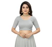 Accessorize Kingdom Women’s Readymade Lycra Stretchable Saree Blouse | Top for Festive & Wedding | for All Sarees & Lehenga’s (UK, Alpha, One Size, Regular, Regular, Free Size 30-36, light grey)