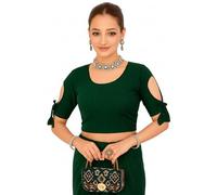 Accessorize Kingdom Women’s Readymade Lycra Stretchable Saree Blouse | Top for Festive & Wedding | for All Sarees & Lehenga’s (UK, Alpha, One Size, Regular, Regular, Free Size 30-36, Bottle Green)