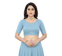 Accessorize Kingdom Women’s Readymade Lycra Stretchable Saree Blouse | Top for Festive & Wedding | for All Sarees & Lehenga’s (UK, Alpha, One Size, Regular, Regular, Free Size 30-36, Light Blue)