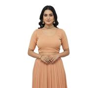 Accessorize Kingdom Women’s Readymade Lycra Stretchable Saree Blouse | Top for Festive & Wedding | for All Sarees & Lehenga’s (UK, Alpha, One Size, Regular, Regular, Free Size 30-36, Peach)