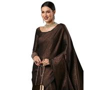 Accessorize Kingdom Women's Banarasi Silk Saree with Zari Work, Georgette, Free Size, Modern Style, Saniya Model, Unstitched Blouse Piece (Black, Free Size)