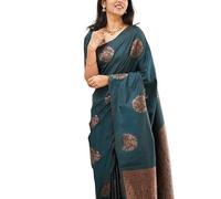 Accessorize Kingdom Women's Banarasi Soft Silk Saree With Unstitched Blouse Piece Perfect for Weddings, Parties, and Special Occasions Inspired by traditional Indian craftsmanship.