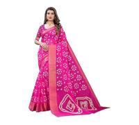 Accessorize Kingdom Women's Bandhani Printed Saree with Blouse, Georgette, Free Size (Pink, Free Size)