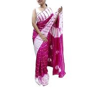 Accessorize Kingdom Women's Nylon Hand Printed Tri Colour Saree With Unstitched Blouse Piece (Tiranga Sareee) (Pink, Free Size)