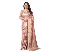Accessorize Kingdom Women's Organza Golden Zari Jacquard Boarder & Pallu ZigZag Saree With Unstitched Blouse Piece (Maharani) (Grey, Free Size)