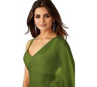 Accessorize Kingdom Women's Plain Pure Georgette Saree With Unstitched Blouse Piece Perfect for Weddings, Parties, and Special Occasions (Mehendi)