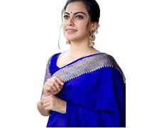 Accessorize Kingdom Women's Soft Pure Kanjivaram Silk Saree For Wedding Banarasi Cotton Sari With Blouse Piece (Yatri-51) (Royal Blue, Free Size)