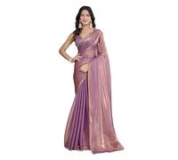 Accessorize Kingdom Women's Soft Zimmy Choo Fandy Silk Saree With Hand Work Lace Boarder & Comes With Unstitched Blouse Piece (Chhaava) (Purple, Free Size)