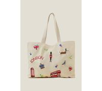 Accessorize London Embroidered Shopper Bag In Natural Natural One Size