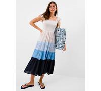 ACCESSORIZE Pure Cotton Colour Block Midaxi Beach Dress Blue Mix