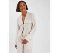 ACCESSORIZE Pure Cotton Crinkle Tie-Front Top Ivory