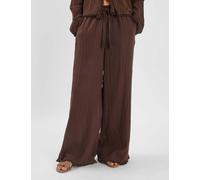 ACCESSORIZE Pure Cotton Drawstring Wide Leg Beach Trousers Chocolate