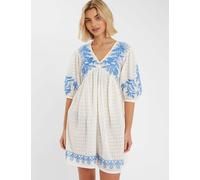 ACCESSORIZE Pure Cotton Embroidered Mini Beach Dress White
