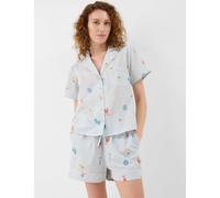 ACCESSORIZE Pure Cotton Embroidered Stripe Short Pyjama Set Blue Mix