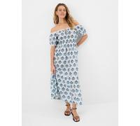 ACCESSORIZE Pure Cotton Floral Midaxi Beach Dress Ivory Mix