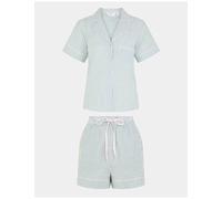 ACCESSORIZE Pure Cotton Striped Revere Short Pyjama Set Green