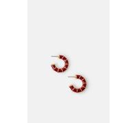 Accessorize Resin Bamboo Hoop Earrings In Red Red One Size