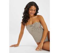 ACCESSORIZE Striped Bandeau Swimsuit Beige