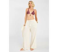 ACCESSORIZE Striped Drawstring Wide Leg Trousers Ivory