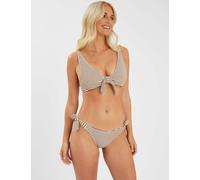 ACCESSORIZE Striped Padded Triangle Bikini Top Beige
