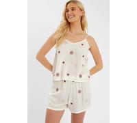 Accessorize Sun Embroidered Short Pyjamas Set In Ivory Ivory XL