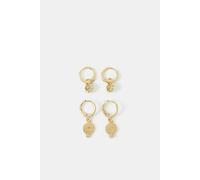 Accessorize Women's 2-Pack 14ct Gold-Plated Charm Huggie Hoop Earrings in Gold Accessorize Gold One Size
