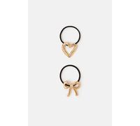 Accessorize Women's 2-Pack Metal Heart & Bow Hair Bands in Gold Accessorize Gold One Size