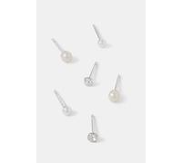 Accessorize Women's 3-Pack Sterling Silver-Plated Pearl Mix Stud Earrings in Silver Accessorize Silver One Size