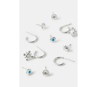 Accessorize Women's 5-Pack Sterling Silver-Plated Stone Stud & Hoop Earrings in Silver Accessorize Silver One Size