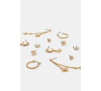 Accessorize 6-Pack Celestial Chain Stud And Hoop Earrings In Gold Gold One Size
