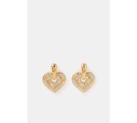 Accessorize Women's Checkered Heart Drop Earrings in Gold Accessorize Gold One Size