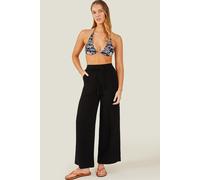 Accessorize Women's Crinkle Beach Trousers in Black | Size: Large Accessorize Black L