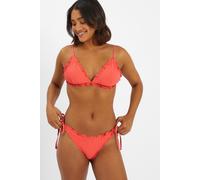 Accessorize Women's Frilly Seersucker Triangle Bikini Top in Orange | Size: 10 Accessorize Orange 10