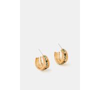 Accessorize Women's Gemstone Triple Hoop Earrings in Green Accessorize Green One Size