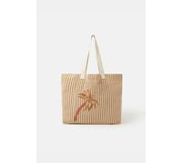 Accessorize Women's Stripe Palm Embroidered Shopper Bag in Natural Accessorize Natural One Size